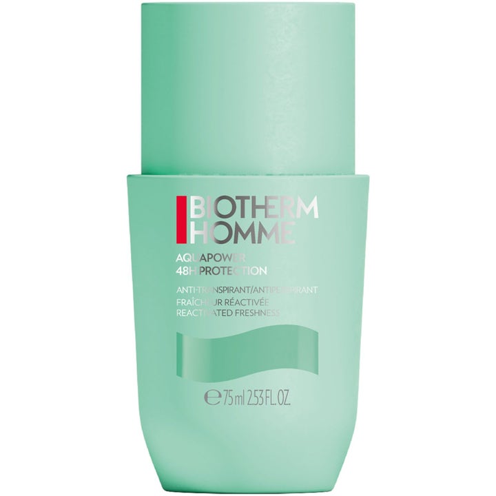 Biotherm Homme Aquapower 75ml roll-on deodorant är en mintgrön antiperspirant som ger 48 timmars fräschör.