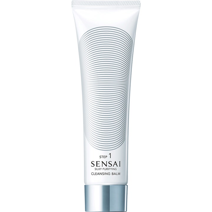 Sensai Silky Purifying Cleansing Balm 125ml djuprengörande balm i vit tub med silverkork för dubbelrengöring för känslig hud.