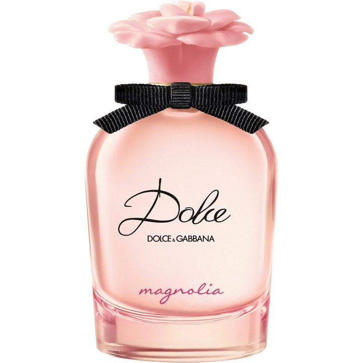 Dolce & Gabbana Dolce Magnolia 50 ml magnolia parfym dam i ljusrosa glasflaska med blomformat lock och svart rosett