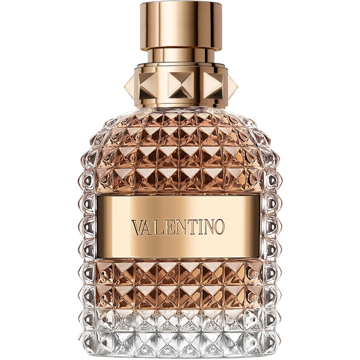 Valentino Uomo Eau de Toilette 50 ml träig parfym herr i en glasflaska med nitar och guldplakett