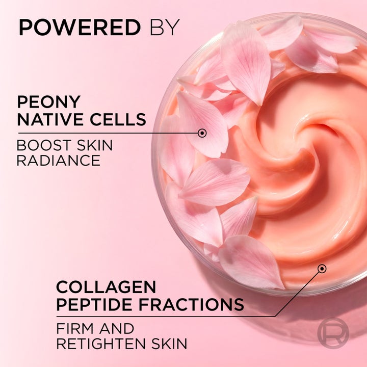 L'Oréal Paris Age Perfect Golden Age 50 ml lystergivande dagkräm med rosa krämig textur, pionblad och kollagenpeptider.