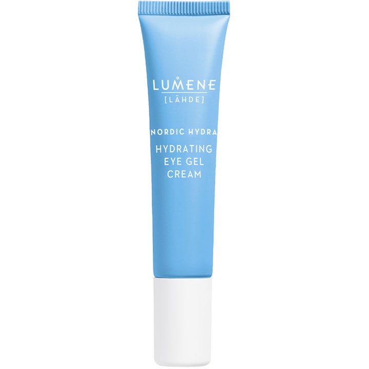 Lumene Nordic Hydra Hydrating Eye Gel Cream 15 ml återfuktande ögonkräm i ljusblå tub med vit kork