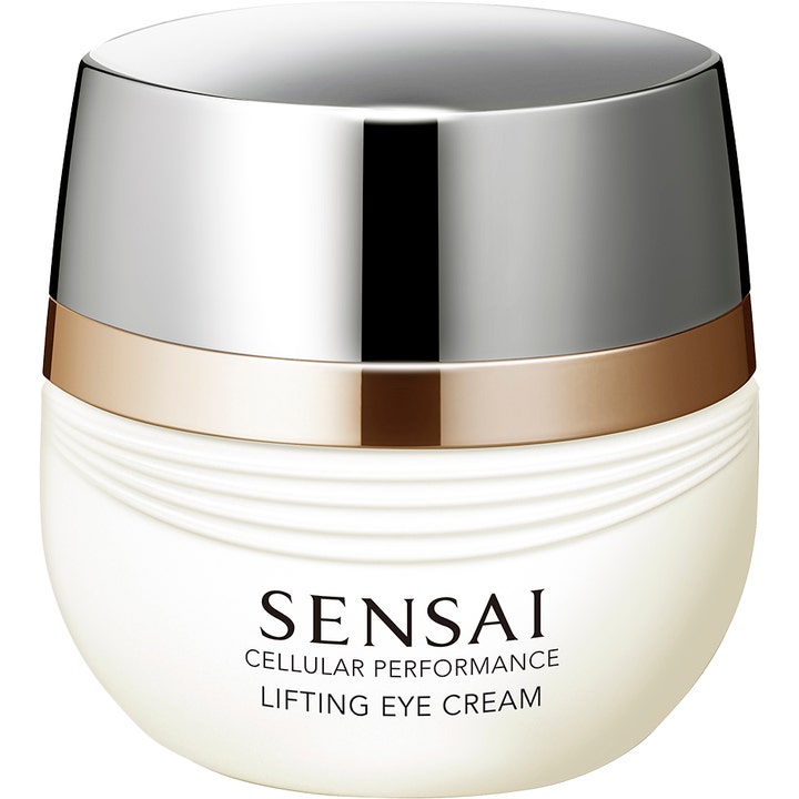 Sensai Cellular Performance Lifting Eye Cream 15 ml lyftande ögonkräm i en vit räfflad burk med silverlock.