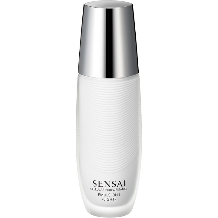 Sensai Cellular Performance Emulsion I Light 100 ml återfuktande dagkräm i vit mönstrad flaska med silverlock.