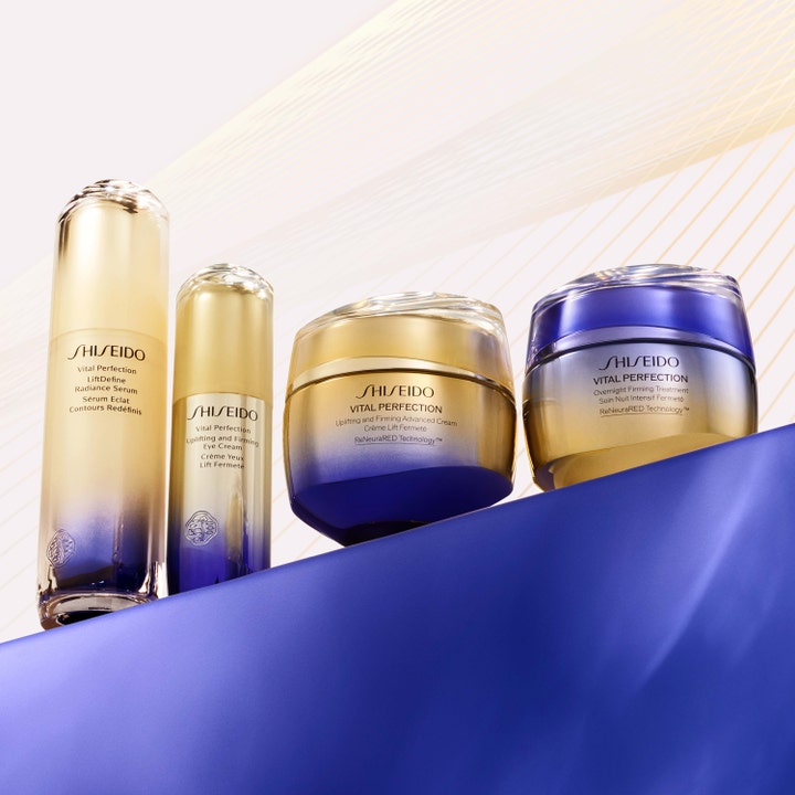 Shiseido Vital Perfection Advanced Cream 50 ml anti-aging kräm för mogen hud i lyxiga guld- och lilafärgade burkar
