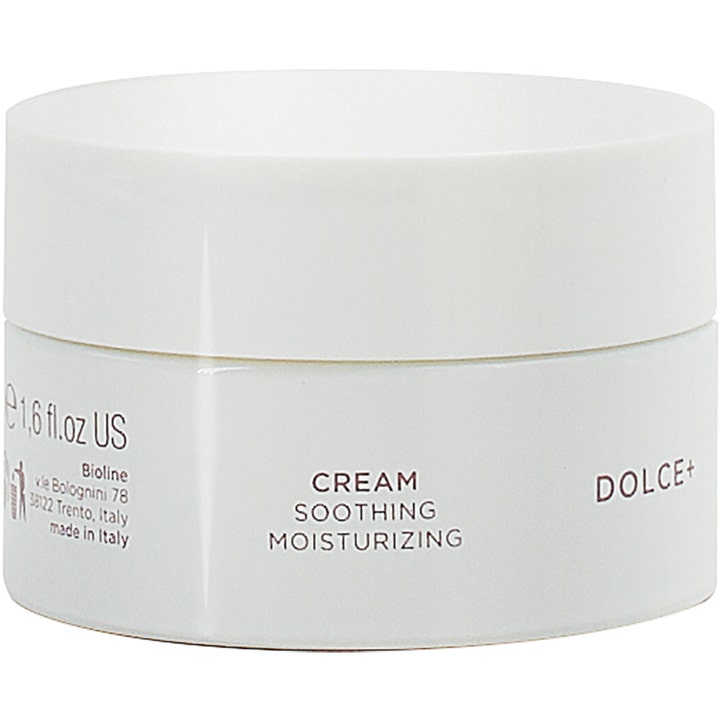 Bioline Jatò Dolce+ Cream 50 ml lugnande ansiktskräm för känslig hy återfuktande i en stilren vit burk