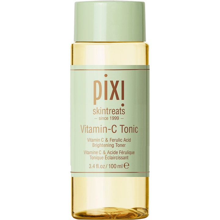 Pixi Vitamin-C Tonic 100 ml lystergivande ansiktsvatten med antioxidant i genomskinlig flaska med mintgrönt lock