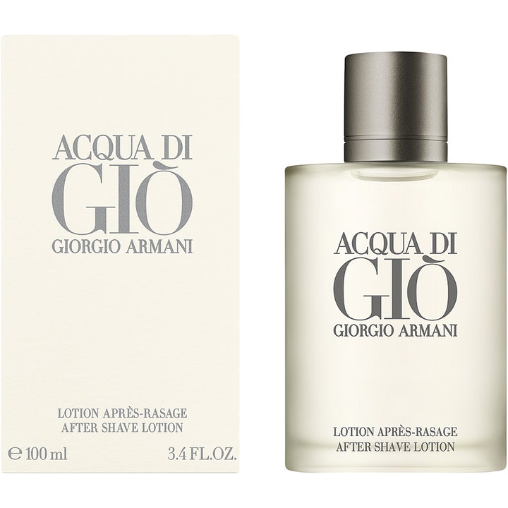 Armani Acqua Di Gio Homme 100 ml lugnande rakbalsam i frostat glas med grått lock och tillhörande ytterförpackning