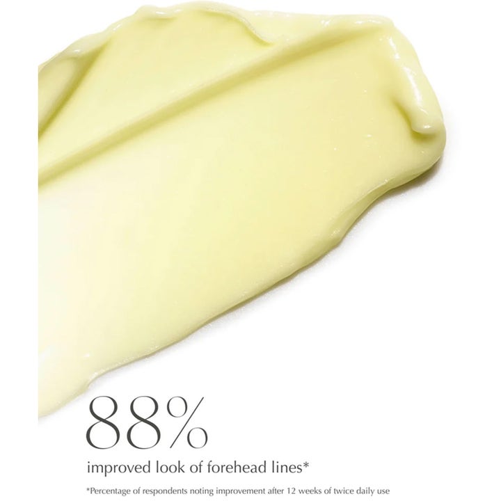 Exuviance Wrinkle Smooth Topical Peptide 5 g rynkreducerande serum visar ljusgul krämig textur och text om 88% förbättring.
