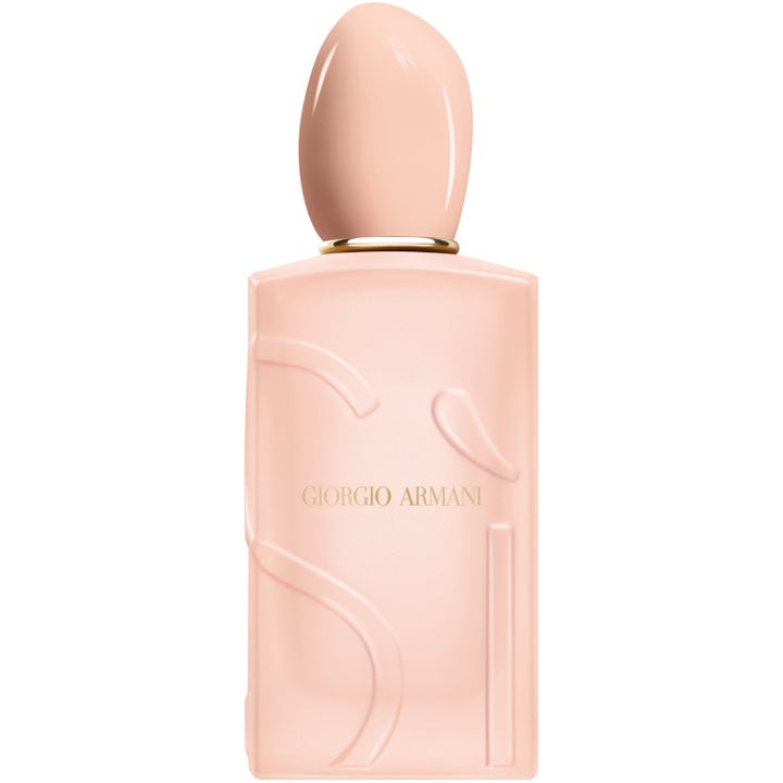 Armani Si Pink Bloom Eau de Parfum 100 ml damparfym i ljusrosa flaska med guldtext och stenformat lock