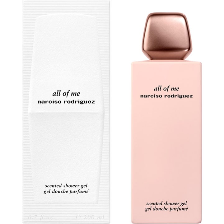 Narciso Rodriguez All Of Me 200 ml väldoftande duschgel i ljusrosa flaska med roséguldfärgad kork