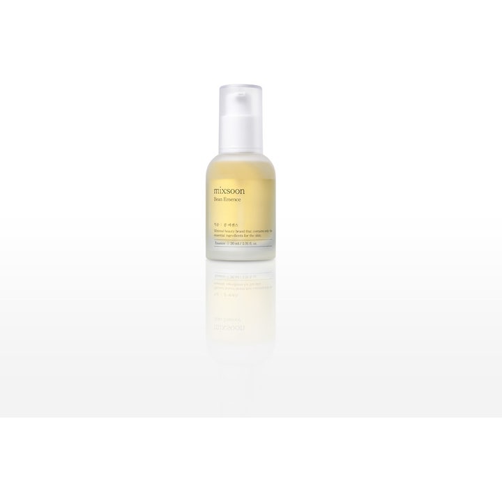 Mixsoon Bean Essence 30 ml återfuktande bön essens i en frostad glasflaska med pump och gyllene innehåll