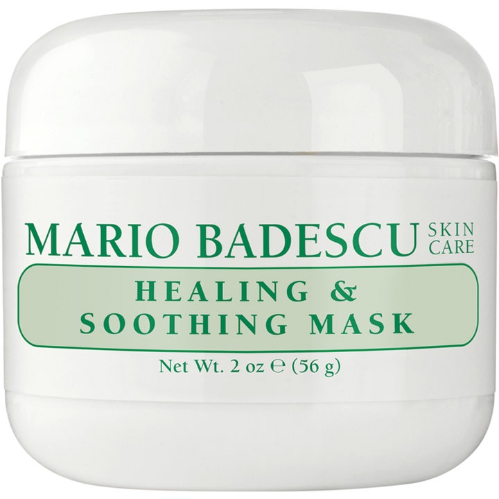 Mario Badescu Healing & Soothing Mask 56 g helande återfuktande ansiktsmask i en vit plastburk med grön text