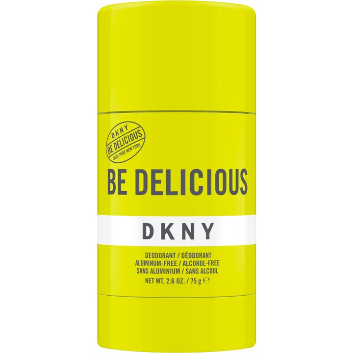 DKNY Be Delicious 75 g deostick för långvarig fräschör i limegrön cylindrisk hylsa med vit rand