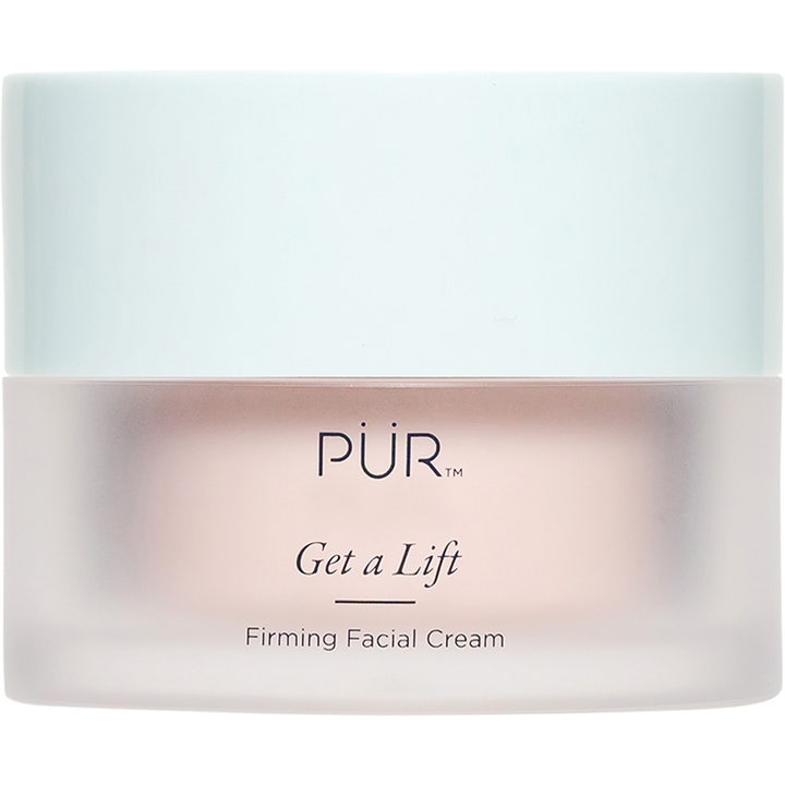 PÜR Get a Lift Firming Facial Cream 60 g uppstramande ansiktskräm i frostad glasburk med vitt lock.