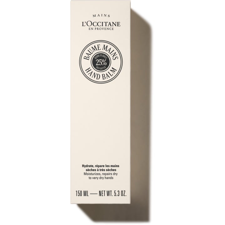 L'Occitane en Provence Shea Butter Hand Balm 150 ml intensiv handbalm i vit ytterförpackning med 25 procent sheasmör.