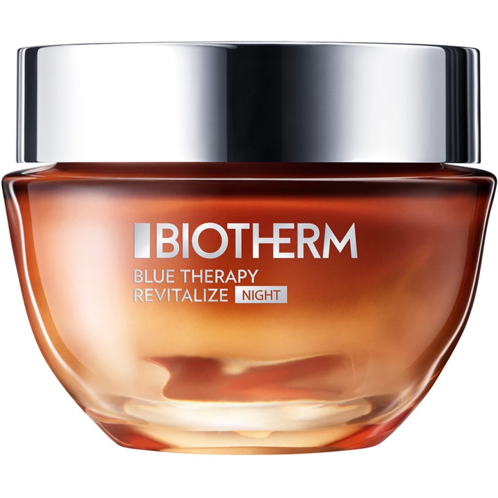 Biotherm Blue Therapy Revitalize Night 50 ml vitaliserande biotherm alg nattkräm i bärnstensfärgad glasburk med silverlock