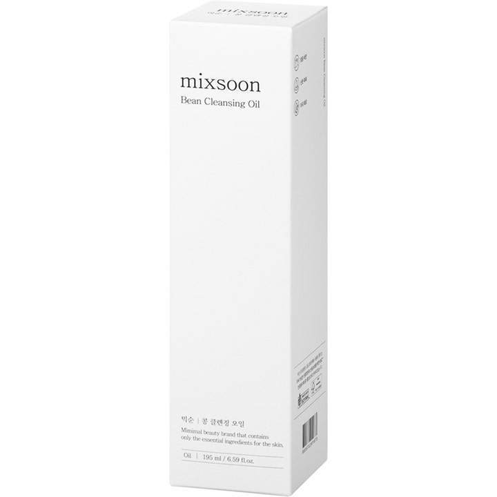 Mixsoon Bean Cleansing Oil 195 ml djuprengörande oljebaserad rengöring med bönolja i vit minimalistisk kartong.