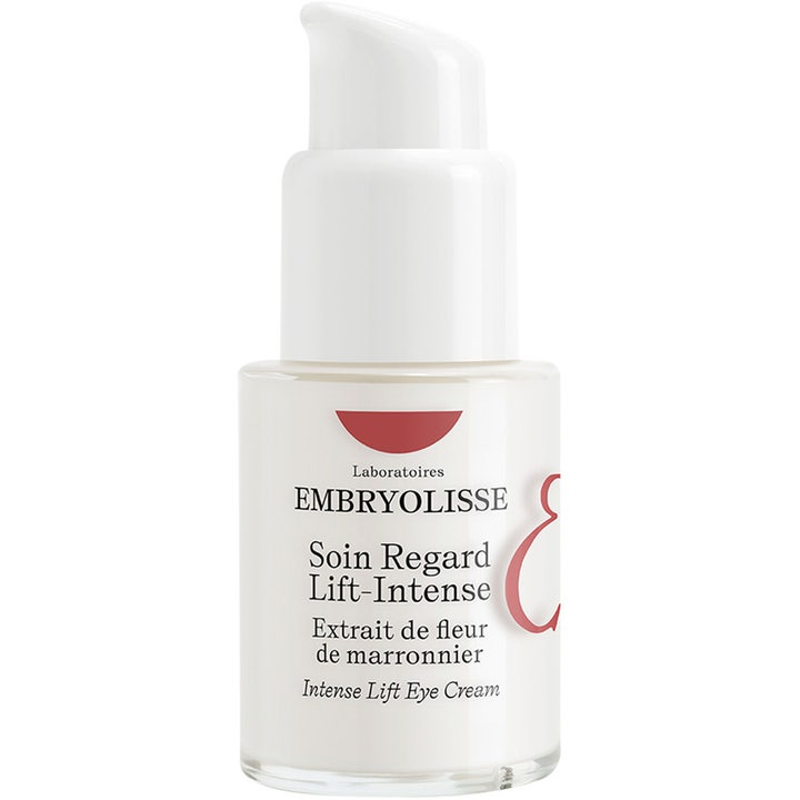 Embryolisse Soin Regard Lift-Intense 15ml anti-age ögonkräm mot rynkor i en vit pumpflaska med röd logotyp