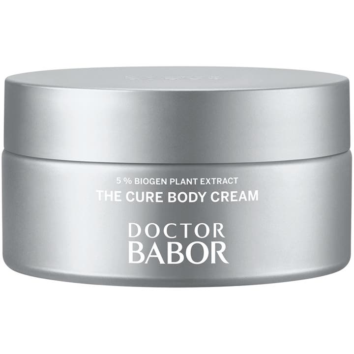 Doctor Babor The Cure Body Cream 200 ml anti-aging kroppskräm för torr hud i en stilren silverfärgad burk.