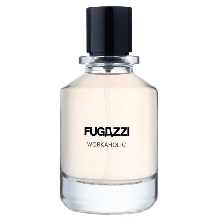 Fugazzi Workaholic 100 ml nischparfym kaffe i en stilren genomskinlig glasflaska med svart cylindrisk kork