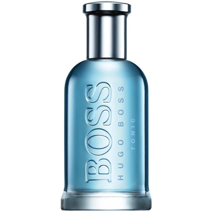 Hugo Boss Boss Bottled Tonic 100 ml parfym med ljusblå vätska i stilren glasflaska med silverkork