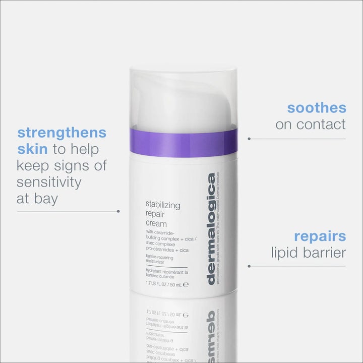 Dermalogica Stabilizing Repair Cream 50 ml lugnande ansiktskräm i vit pumpflaska med cica som reparerar hudbarriären.