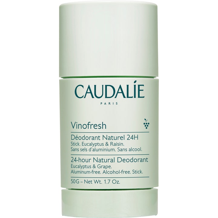 Caudalie Vinofresh Natural Deodorant 50g aluminiumfri deodorant som ger fräschör i en ljusgrön stickförpackning.
