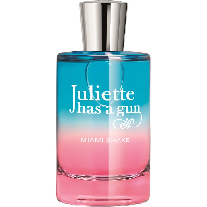 Juliette has a gun Miami Shake 100 ml eau de parfum i en blå och rosa tonad glasflaska med silverkork