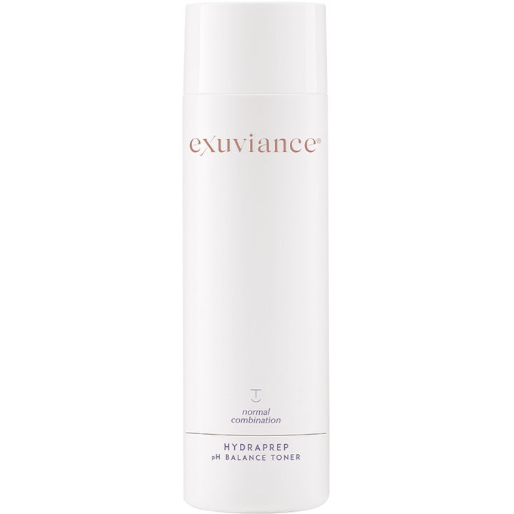 Exuviance HydraPrep pH Balance Toner 200 ml ansiktsvatten för balanserad hud i vit flaska med alkoholfri ph-balans.