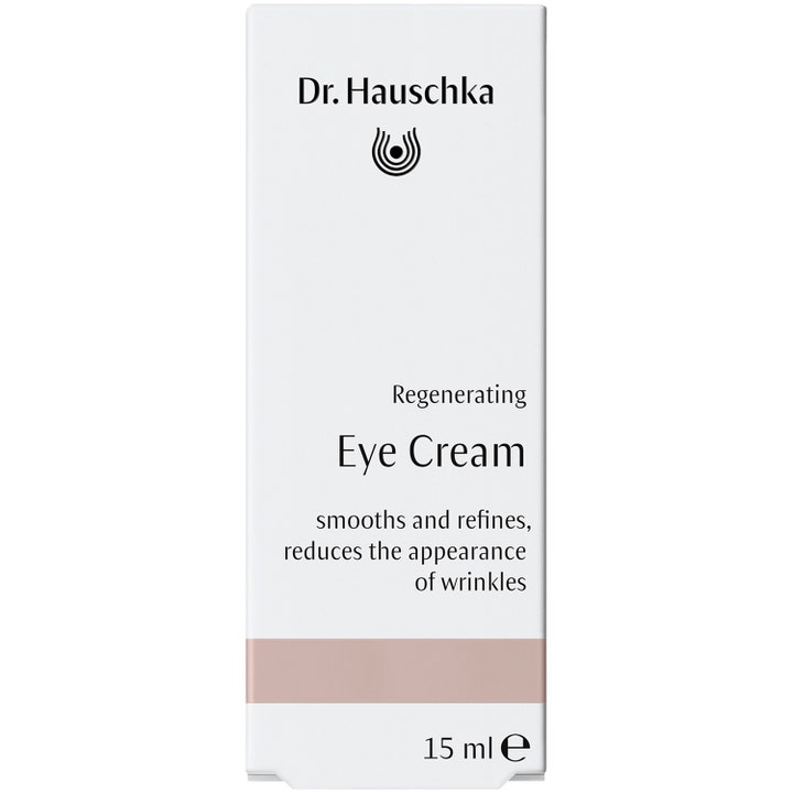 Dr. Hauschka Regenerating Eye Cream 15 ml återupplivande ekologisk ögonkräm i vit ytterförpackning av papp.