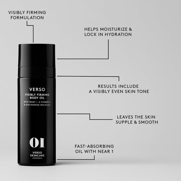 Verso N°10 Visible Firming Body Oil 100 ml kroppsolja i svart flaska som ger fasthet och jämn hudton med NEAR 1.