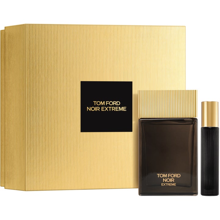 Tom Ford Noir Extreme gift set 100 ml och 10 ml parfymset i guldgul räfflad box med mörk glasflaska