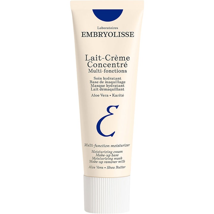 Embryolisse Lait-Crème Concentré återfuktande fuktkräm med aloe vera och sheasmör i en beige tub med blå detaljer