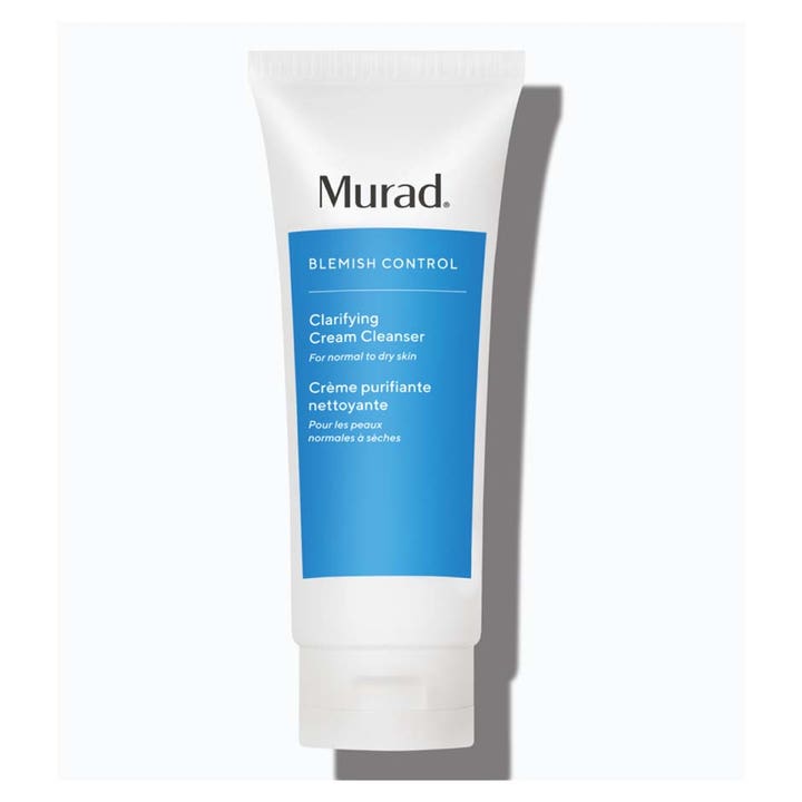 Murad Clarifying Cream Cleanser klargörande mild ansiktsrengöring i vit tub med blå detaljer mot orenheter.