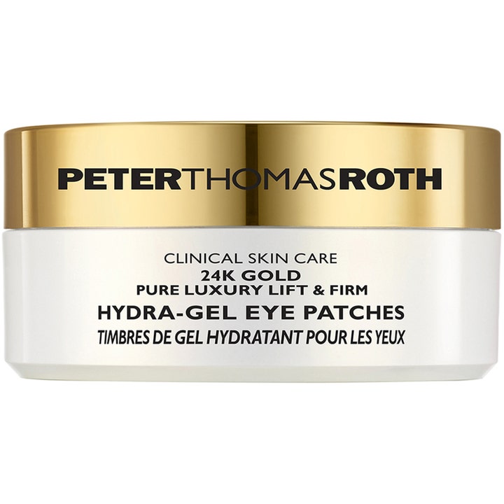 Peter Thomas Roth 24K Gold 60 st hydragel ögonmask som ger lyft i en vit burk med lyxigt guldfärgat lock