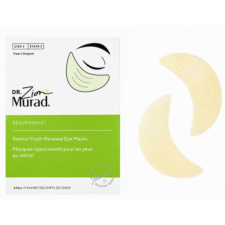 Murad Retinol Youth Renewal Eye Masks 5 par föryngring ögonmask mot ålderstecken med ljusgula halvmåneformade gelpatches
