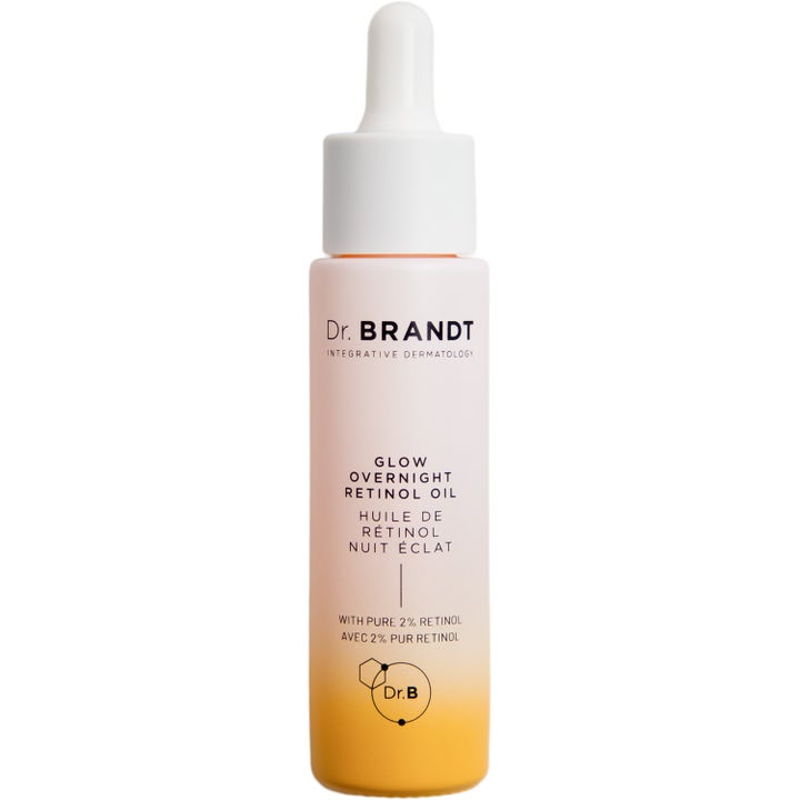 Dr. Brandt Glow Overnight Retinol Oil förnyande retinololja som ger lyster i tonad glasflaska med vit pipett