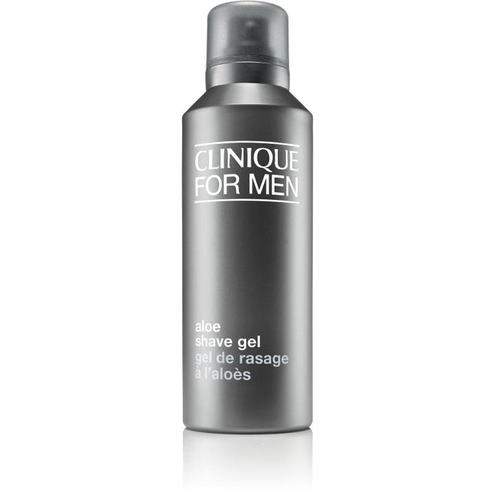 Clinique For Men Aloe Shave Gel 125 ml mjukgörande rakgel i mörkgrå metallisk sprayflaska som ger en smidig rakning