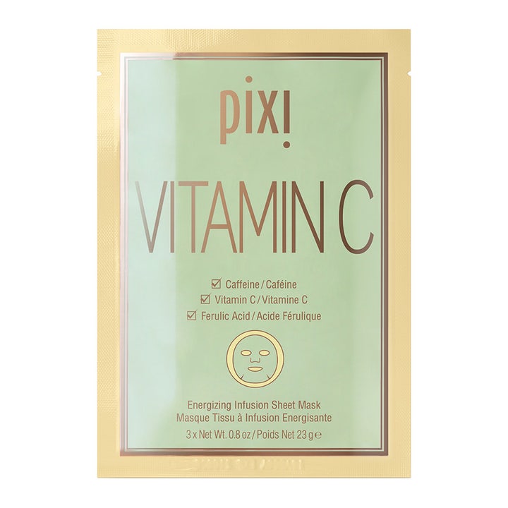 Pixi Vitamin-C Sheet Mask 3-pack ansiktsmask sheet vitamin c som piggar upp i en ljusgrön och gul sachet