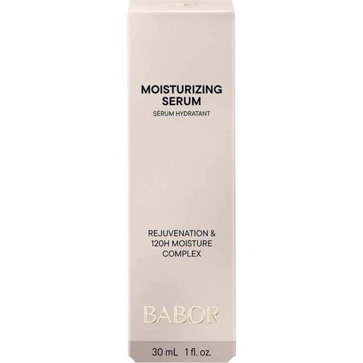 Babor Moisturizing Serum 30 ml återfuktande ansiktsserum i vit ytterförpackning med ljusblå detalj