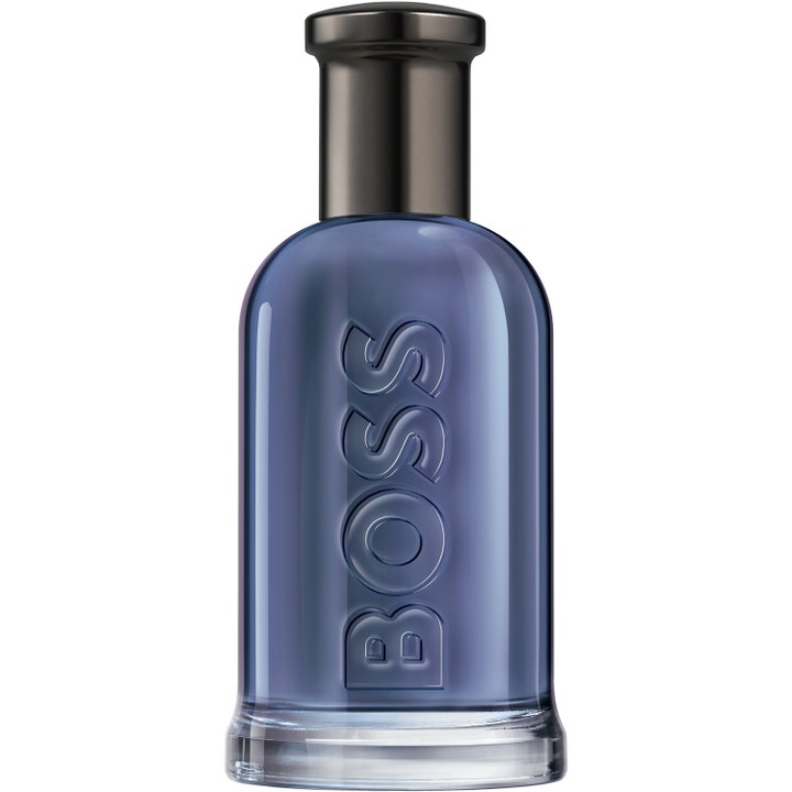 Hugo Boss Boss Bottled Infinite 200 ml elegant träig herrparfym i blå glasflaska med grått metallock