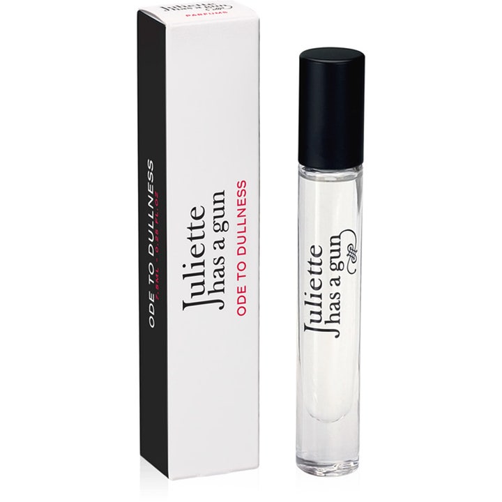 Juliette has a gun Ode To Dullness 7.5 ml exklusiv parfym i en liten parfymflaska av glas med svart lock och vit ask