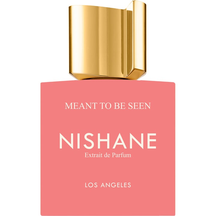 Nishane Meant To Be Seen 50 ml parfym för en lyxig känsla i korallrosa kvadratisk flaska med glansigt guldlock