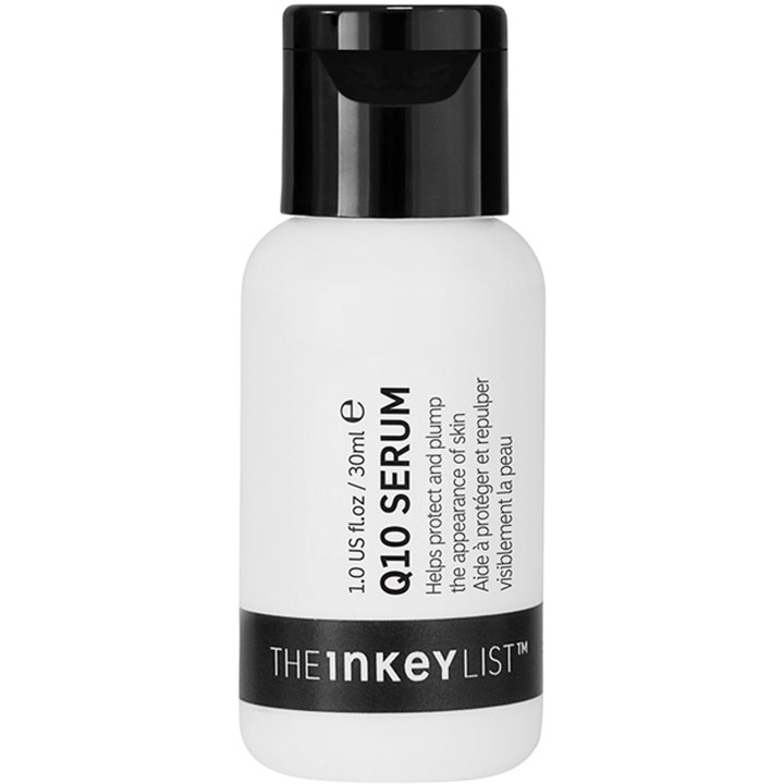 The Inkey List Q10 Serum 30ml antioxidant serum anti-aging som skyddar huden i vit plastflaska med svart lock