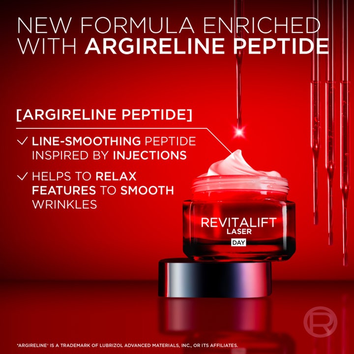 L'Oréal Paris Laser Advance 50 ml anti age dagkräm med lätt textur i röd glasburk för huduppstramning.