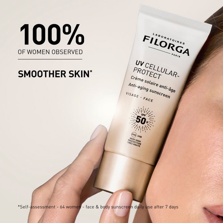Filorga UV Cellular-Protect Face SPF50+ 40 ml antiaging SPF50 ansiktskräm i beige tub som ger slätare hud