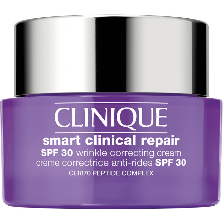 Clinique Smart Clinical Repair SPF 30 clinique dagkräm med spf mot rynkor i lila glasburk med silverlock.