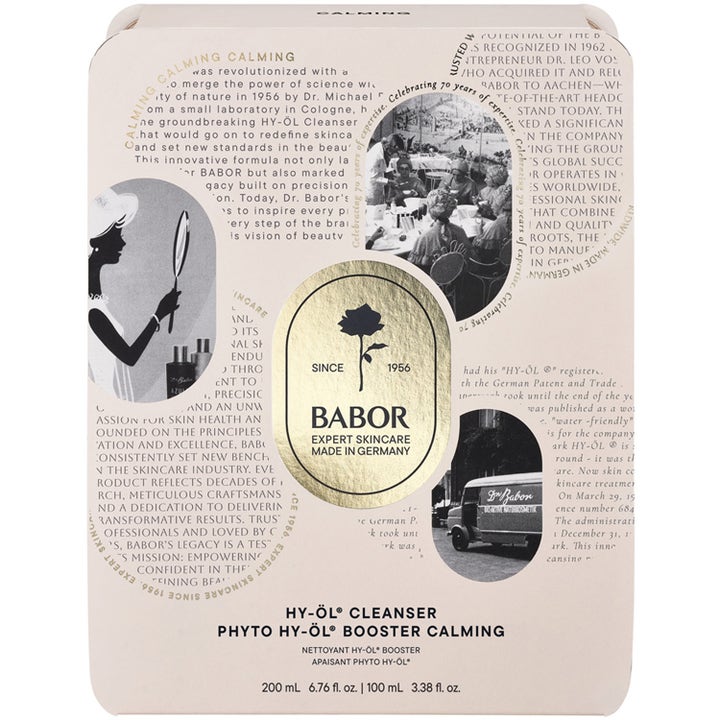 Babor Anniversary Set HY-ÖL & Phyto Calming 300 ml lugnande ansiktsrengöring i beige presentbox med guldiga retrodetaljer