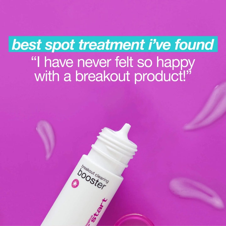 Dermalogica Clear Start Breakout Clearing Booster 30 ml serum mot finnar med klickbar applikator på lila bakgrund